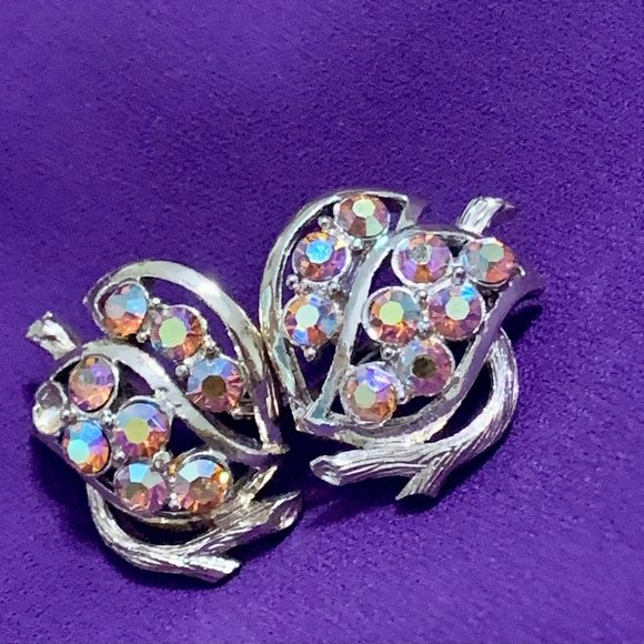 Jewelry - Vintage Aurora Borealis Earrings 1950s to 1960s